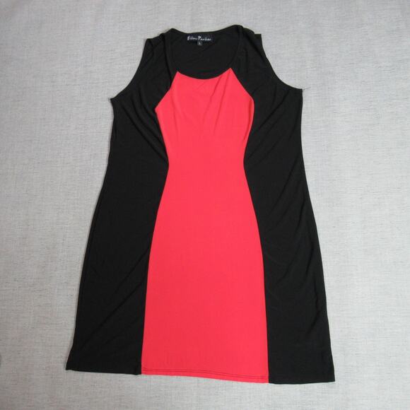 Ellen Parker Dress Womens L Red Black Sleeveless Colorblock Mod Retro Bodycon - Picture 1 of 10